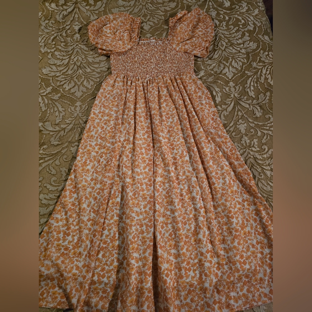 Charming Orange Floral Dress